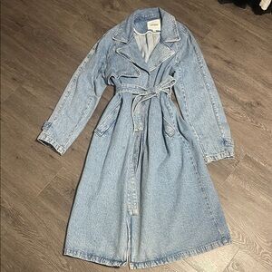 Dynamite Light Blue Denim Trench Coat Jacket